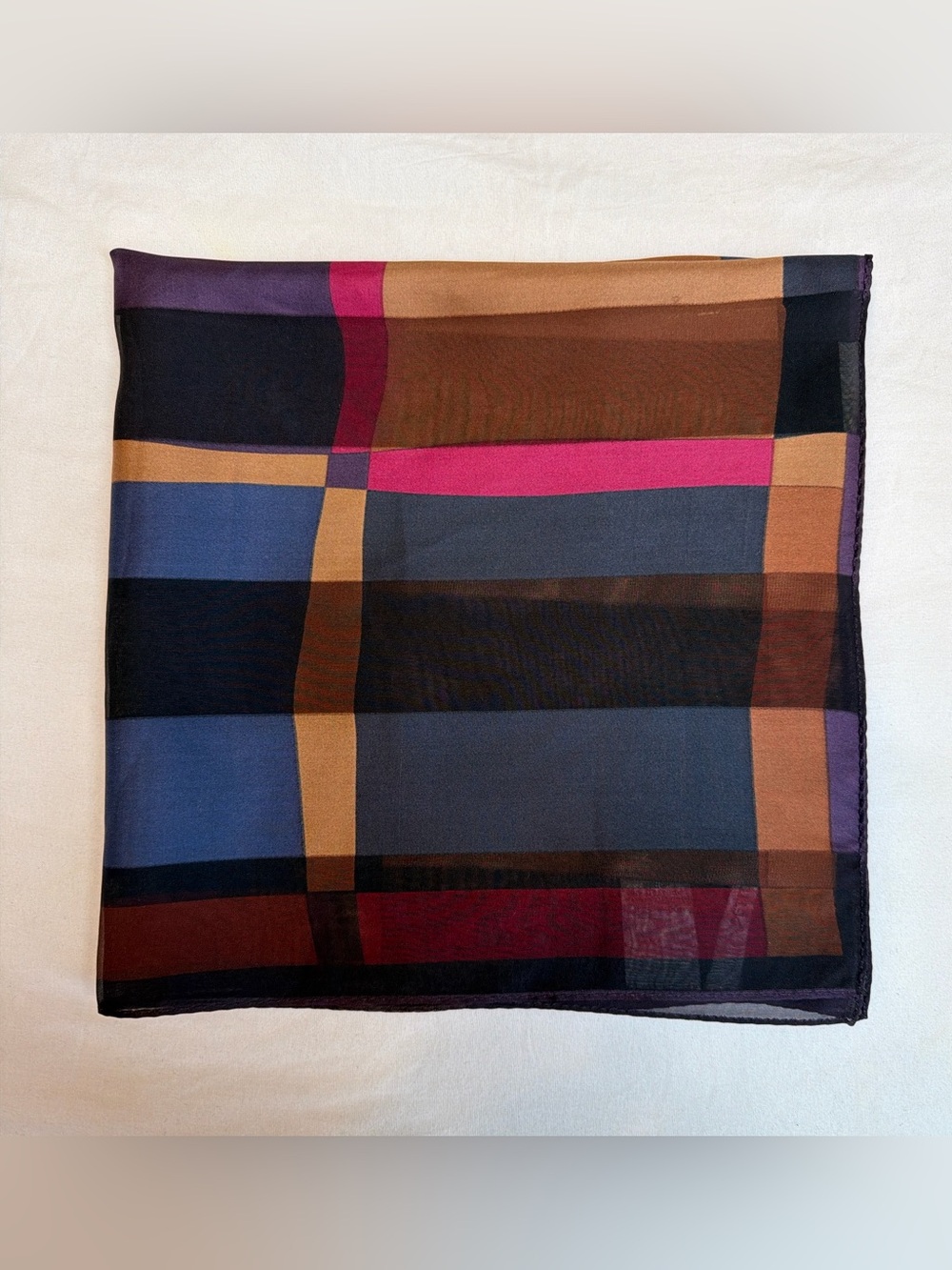 Vintage Petite Sophisticate 100% Silk Geometric Scarf
